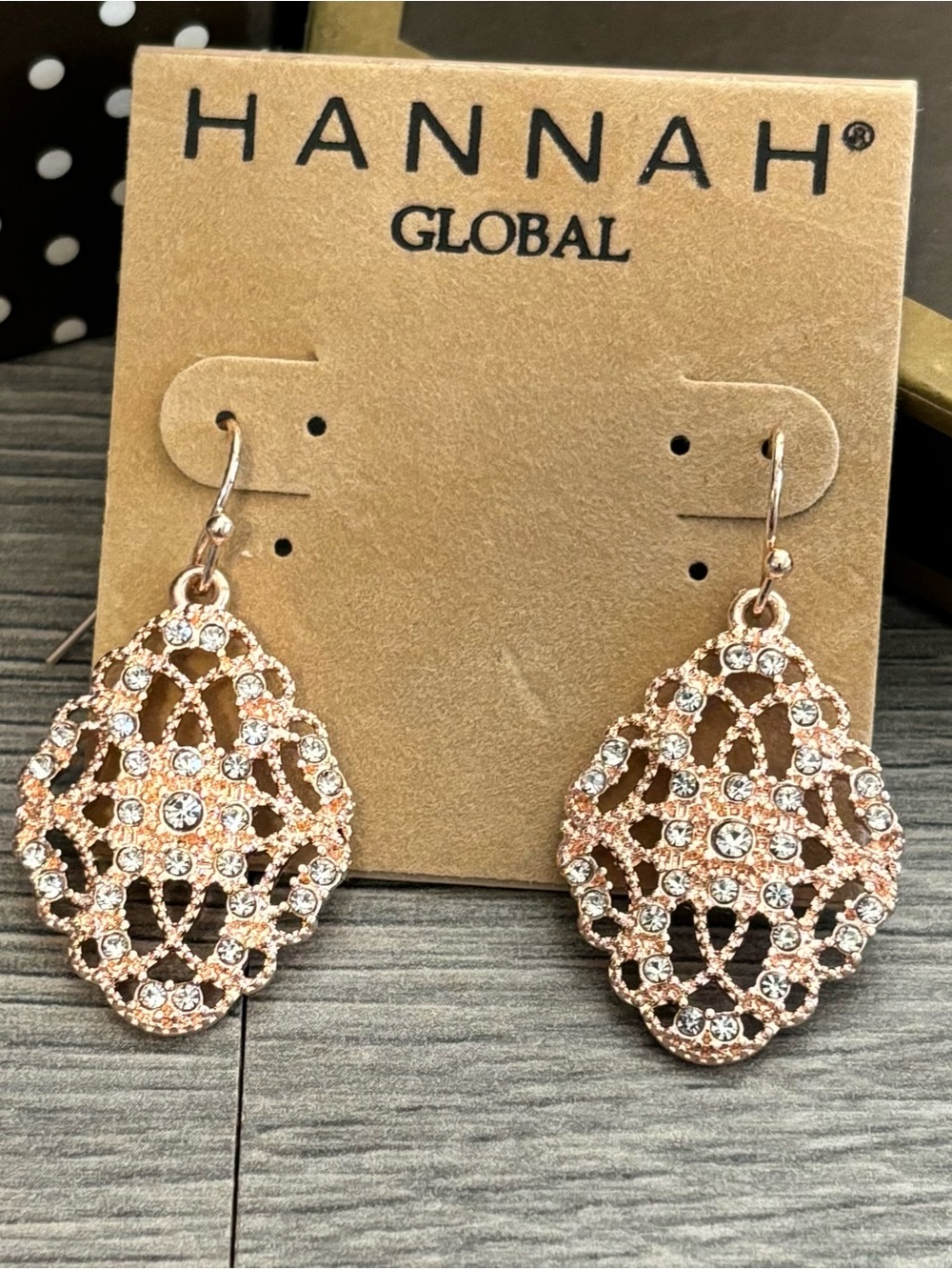 Rose Gold Filigree Drop Earrings